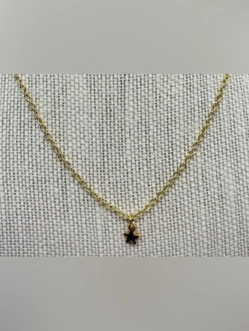 Black Enamel Mini Star Charm Gold Chain Choker Necklace Boho Preppy Y2K Fairy - Picture 2 of 6